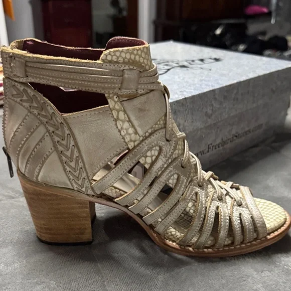 Freebird by Steven Wazee Beige Heeled Booties - Picture 5 of 9